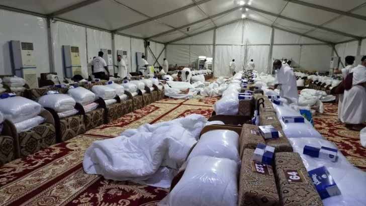 Inside the Arafat tent, Arafat, from the Al Hateem Hajj brochure